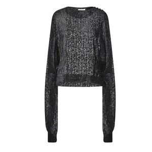 The Attico Woven Long Sleeve Blouse Black size 8